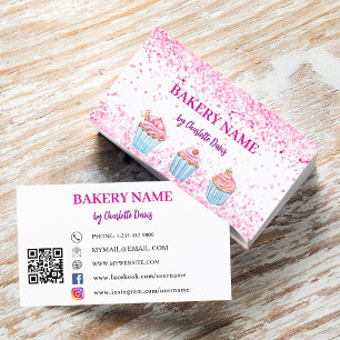 Bäckerei Rosa Kuchen Konditorgebäck QR-Code Visitenkarte