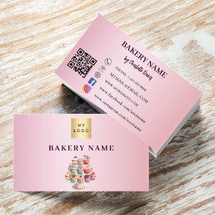 Bäckerei rosa Kuchen Konditorpasten QR-Logo Visitenkarte