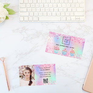 Bäckerei Rosa lila Foto QR-Logo Visitenkarte