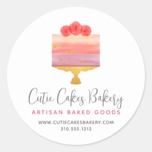 Bäckerei Rosa Lila Kuchen Gebäck Konditor Dessert Runder Aufkleber