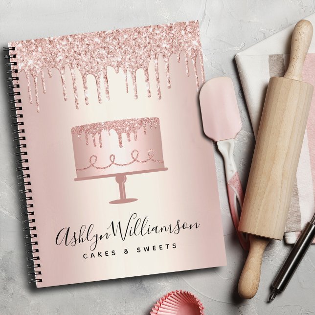 Bäckerei Rose Gold Glitzer Tropfen Konditorei Koch Notizbuch (Von Creator hochgeladen)