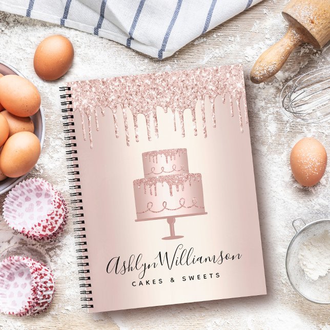 Bäckerei Rose Gold Glitzer Tropfen Konditorei Koch Notizbuch (Von Creator hochgeladen)
