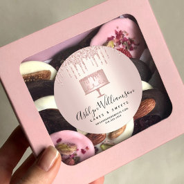 Bäckerei Rose Gold Glitzer Tropfen Konditorei Koch Runder Aufkleber