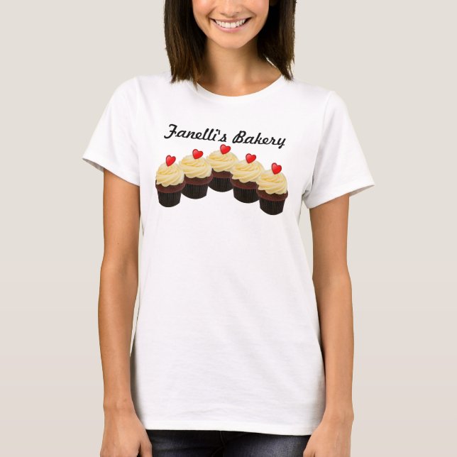 Bäckerei Rotes Samt Kuchen T-Shirt (Vorderseite)