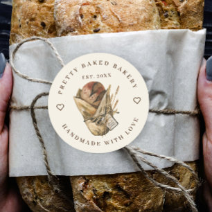 Bäckerei Rustikales Aquarellbrot Runder Aufkleber