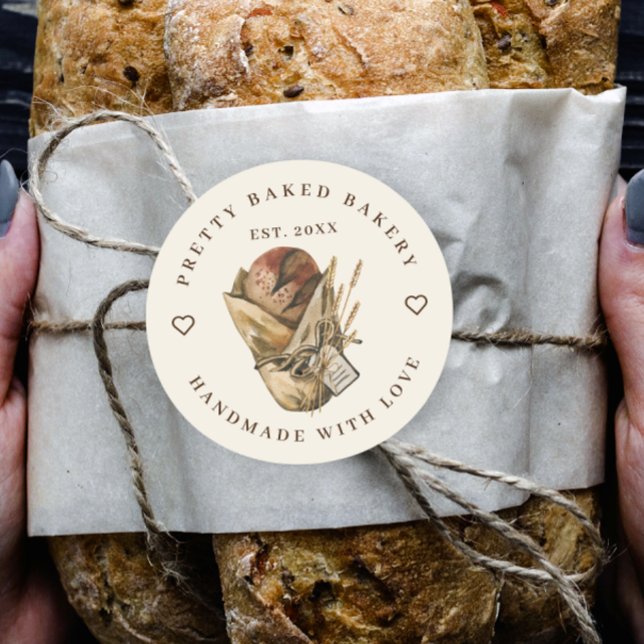Bäckerei Rustikales Aquarellbrot Runder Aufkleber (Von Creator hochgeladen)