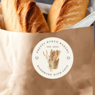Bäckerei Rustikales Aquarellbrot Runder Aufkleber