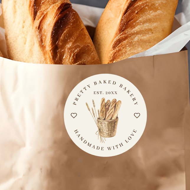 Bäckerei Rustikales Aquarellbrot Runder Aufkleber (Von Creator hochgeladen)