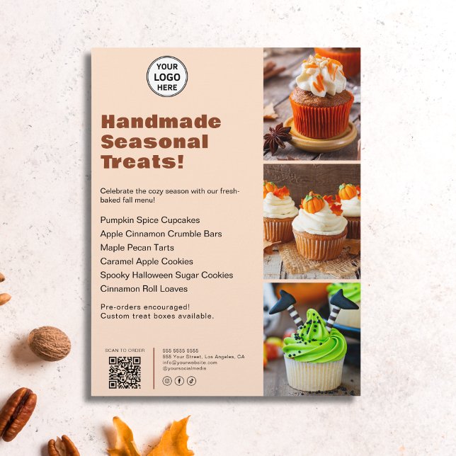 Bäckerei Saisonmenü Flyer für kundenspezifische Lo (Bakery Seasonal Menu Custom Logo Business Flyer)