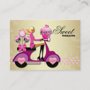 Bäckerei Scooter Girl Pink Gold Cake Pop Zebra Visitenkarte