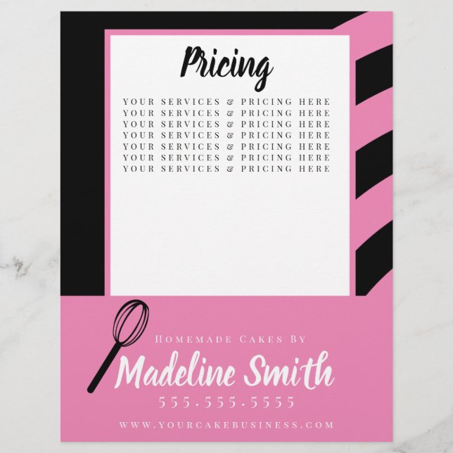 Bäckerei Streifen Whisky hausgemachte Kuchen Pink  Flyer (Vorne)