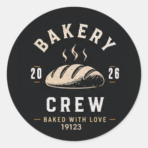 🥖 Bäckerei-Team-Uniform-Logo 🥖 Runder Aufkleber