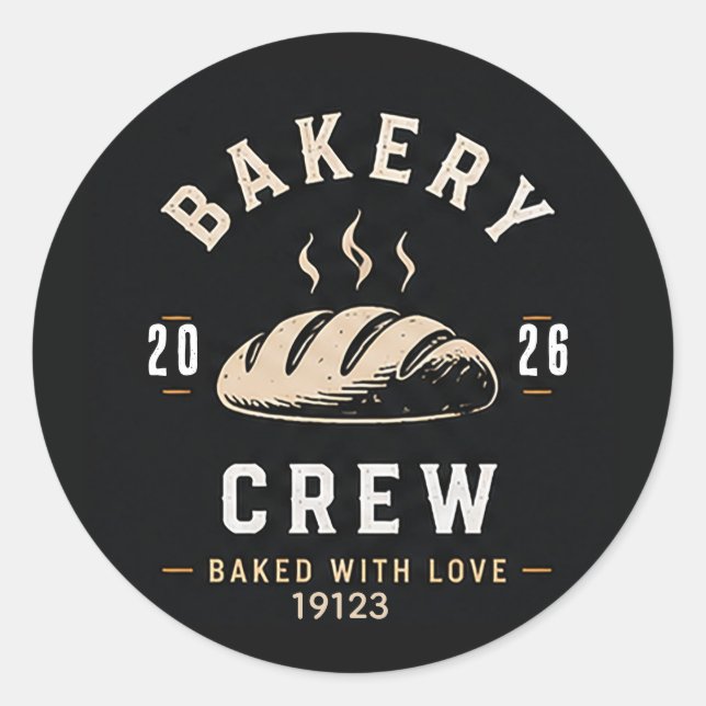 🥖 Bäckerei-Team-Uniform-Logo 🥖 Runder Aufkleber (Vorderseite)
