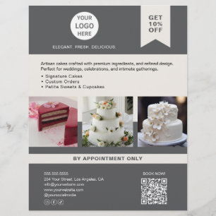 Bäckerei Torte Benutzerdefiniertes Logo Grau Gesch Flyer