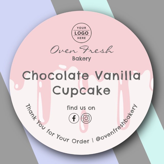 Bäckerei Tropfen Danke, Backwaren Pink Runder Aufkleber (Von Creator hochgeladen)