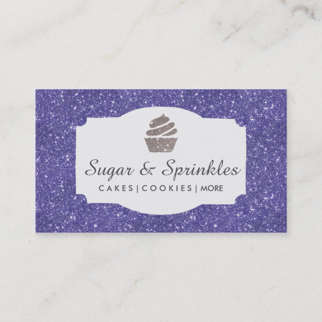 Bäckerei u. Catering-lila Glitzer-Geschäfts-Karten Visitenkarte (Vorderseite)