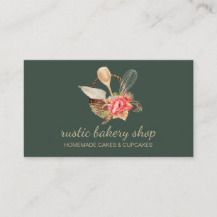 Bäckerei Utensitäten mit Rustikalem Korbweide Weiß Visitenkarte