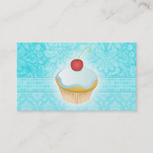 Bäckerei-Visitenkarte-Kuchen-Damast-Blau Visitenkarte