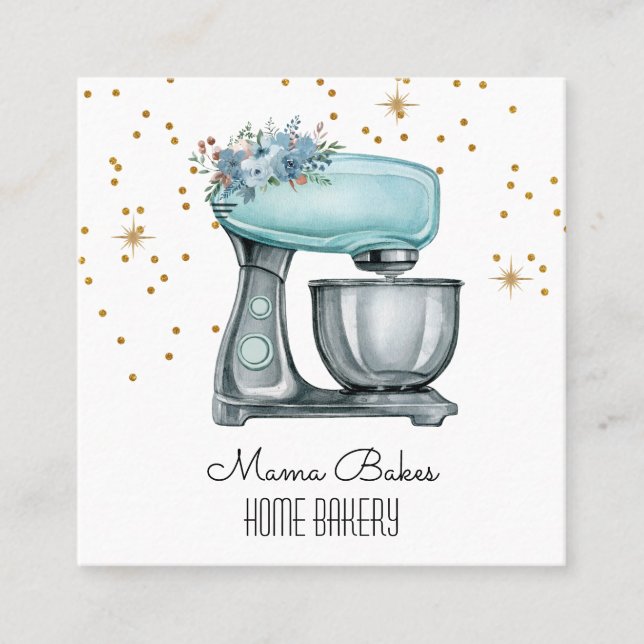 Bäckerei Wasserfarbgebäck Koch Quadratische Visitenkarte (Vorderseite)