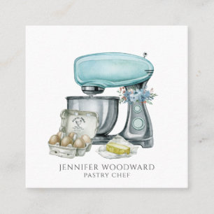 Bäckerei Wasserfarbgebäck Koch Quadratische Visitenkarte