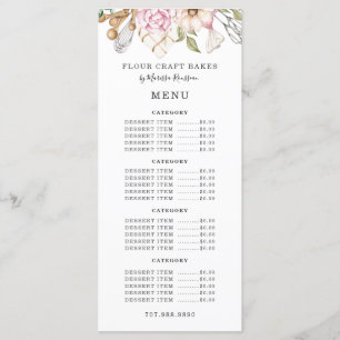 Bäckerei Watercolor Bakers Werkzeuge Utensitive Me Menükarte