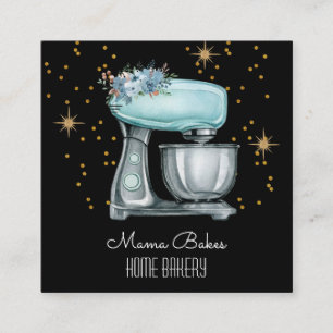 Bäckerei Watercolor Konditorei Koch Schwarz Quadratische Visitenkarte