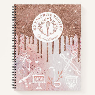 Bäckerei Whisky Glitzer Rose Gold Pink Tropfen Re Notizbuch