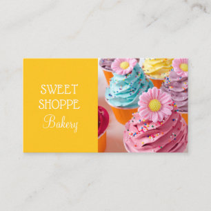 Bäckerei Yellow cupcake Business Cards Visitenkarte