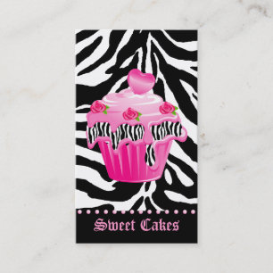 Bäckerei Zebra Rose Pink Cupcake Herz Zuckerguss P Visitenkarte