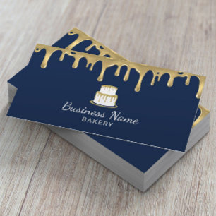 Bäckereien Koch Modernes Navy & Gold Cake Logo Visitenkarte