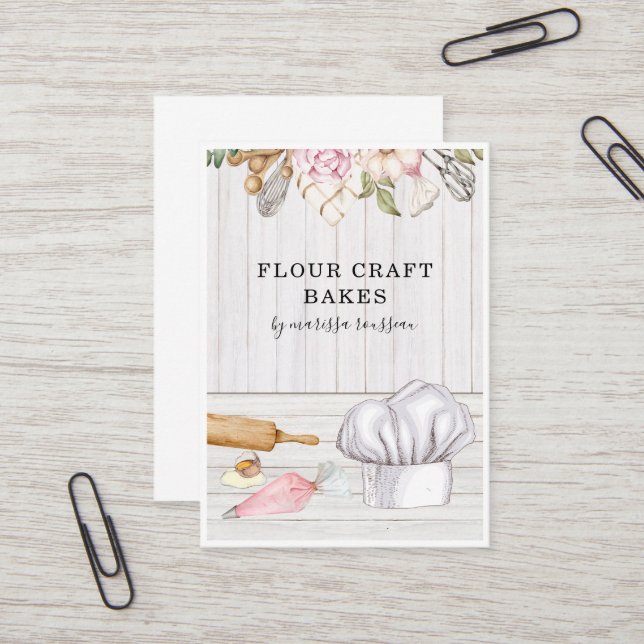 Bäckereien Koch Wasserfarben Backwerkzeuge Busines Visitenkarte (Vorderseite/Rückseite Beispiel)