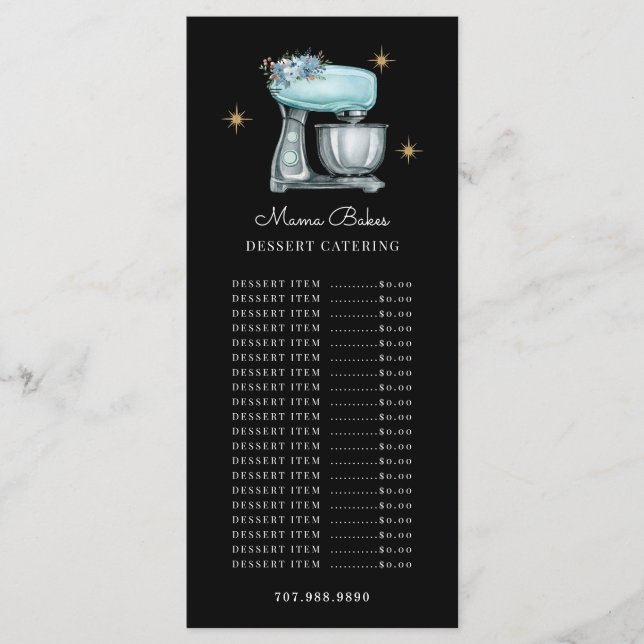 Bäckereigebäck Koch Aquarellfarben Backötchen Schw Menükarte (Vorderseite)