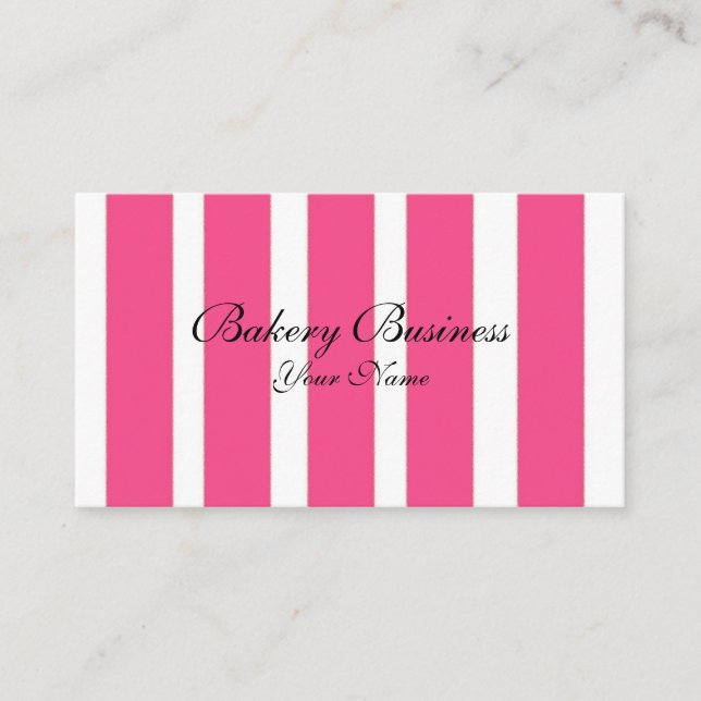 Bäckereigeschäftsrosa stripes kundengerechte visitenkarte (Vorderseite)
