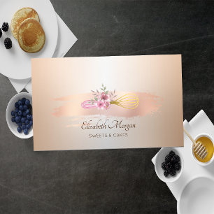 Bäckereihandwerkzeuge Rose Gold Pinselstrich Visitenkarte