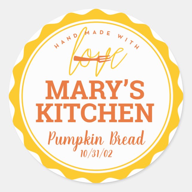 Bäckereimarken + Ihr Name Runder Aufkleber (Vorderseite)
