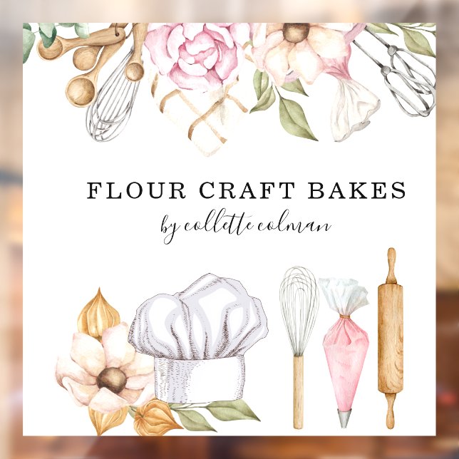 Bäckereimittel Koch Wasserfarben Backwerkzeuge Fensteraufkleber (Blatt 2)