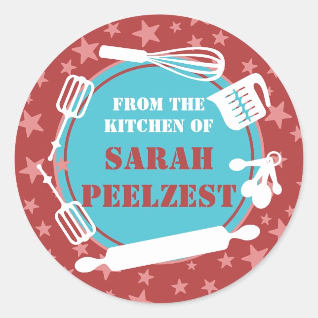 Bäckereiutensilien Sterne aus der Küche Runder Aufkleber (Vorderseite)