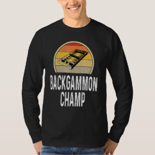 Backgammon Champ Boardgame Board Game Player Retro T-Shirt