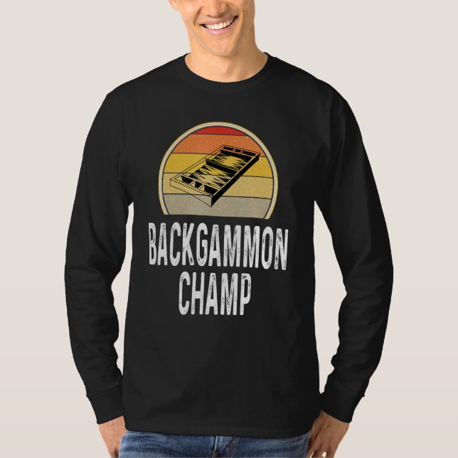 Backgammon Champ Boardgame Board Game Player Retro T-Shirt (Vorderseite)