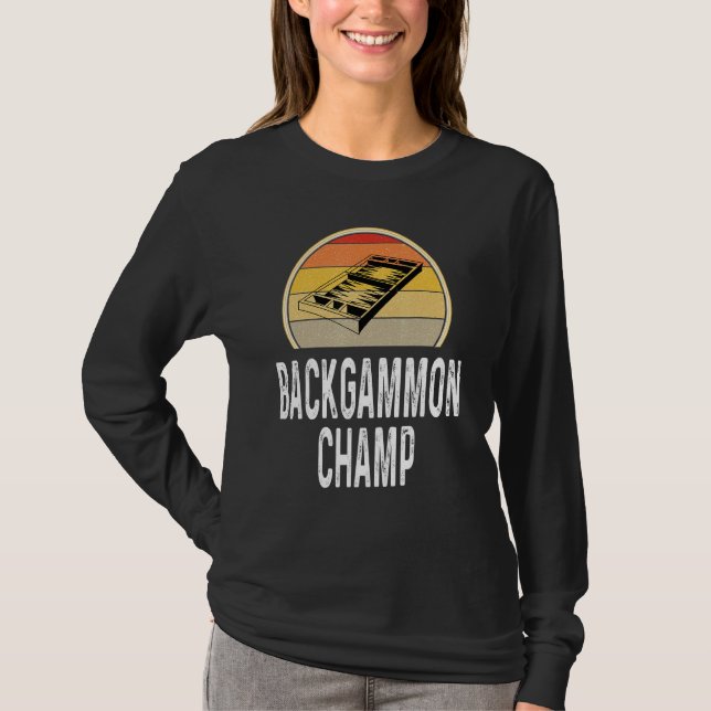 Backgammon Champ Boardgame Board Game Player Retro T-Shirt (Vorderseite)