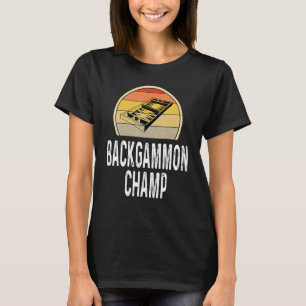 Backgammon Champ Boardgame Board Game Player Retro T-Shirt