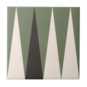 Backgammon Geometric Muster Sage Green Modern Fliese