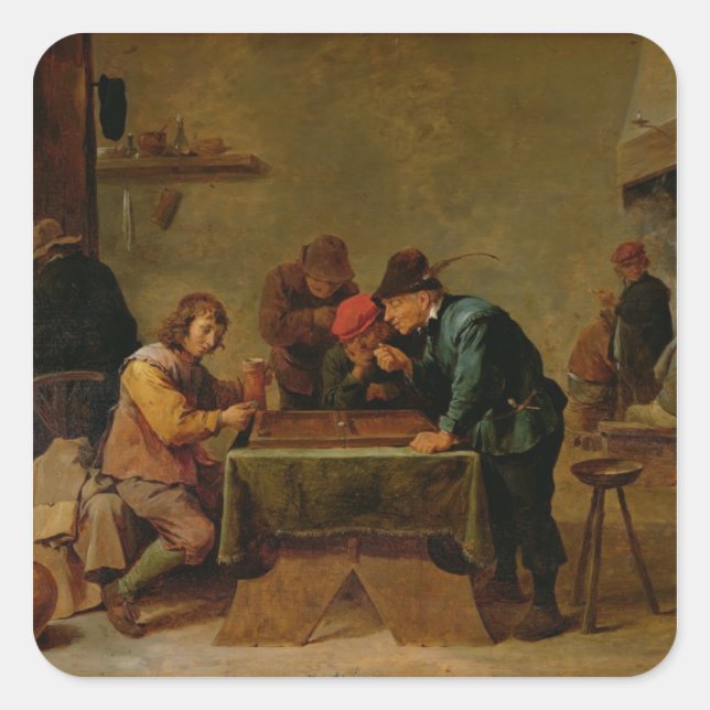 Backgammon Players, c.1640-45 Quadratischer Aufkleber (Vorderseite)