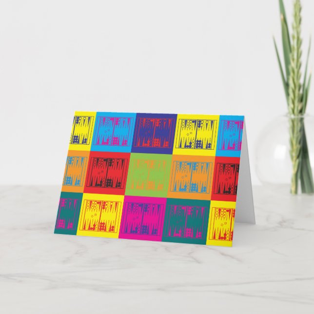 Backgammon-Pop-Kunst Karte (Vorderseite)