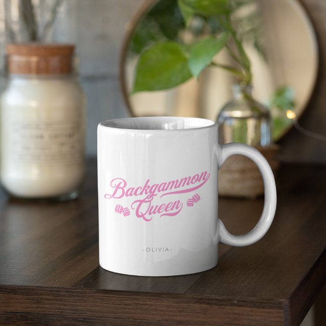 Backgammon Queen Pink Script Kaffeetasse (Von Creator hochgeladen)