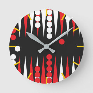 Backgammon Runde Wanduhr