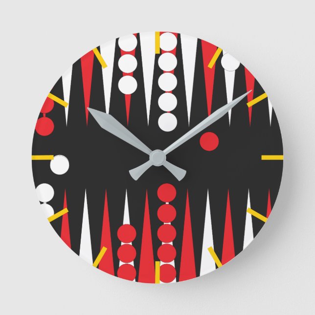 Backgammon Runde Wanduhr (Vorderseite)