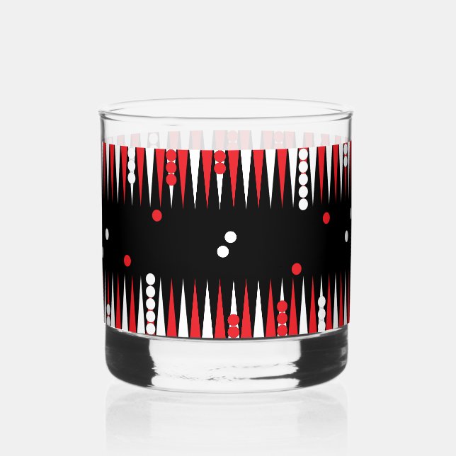 Backgammon-Spielbrett  Whiskyglas (Vorderseite)