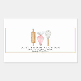 Backgebäck Koch Backgeschirr Utensitis Produktkenn Rechteckiger Aufkleber