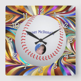 Background-Foto für viele Farben im Baseball perso Quadratische Wanduhr
